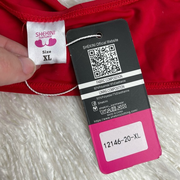 NWT Shekini Swimsuit top red wrap bikini with ruffle straps size XL - Picture 3 of 3